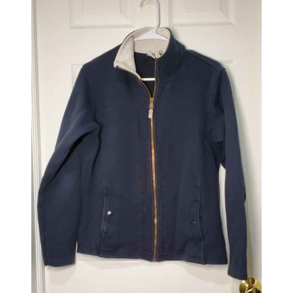 Columbia Women’s Full Zip Fleece Jacket Size M Navy Blue Sherpa Lined Soft Warm